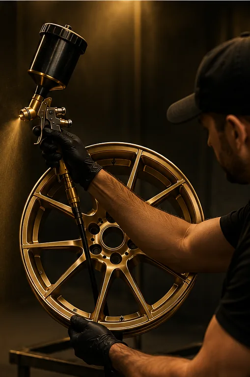 Custom-painted alloy wheel refinished by Rim Craft